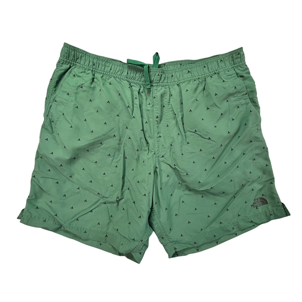 The North Face Shorts Mens XL Green Tent Print Nylon Mesh Lined NF0A2UNJ